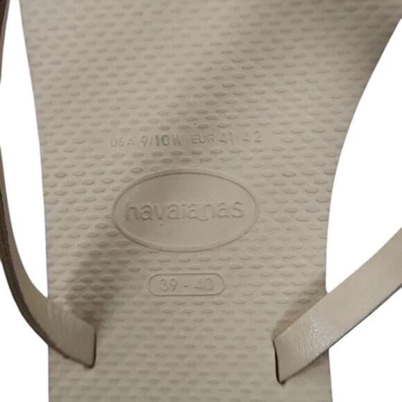 Havaianas Shoes Womens 9.5 Sandals Flip Flop Casual Fashion Gold Metallic Slim - Picture 11 of 15